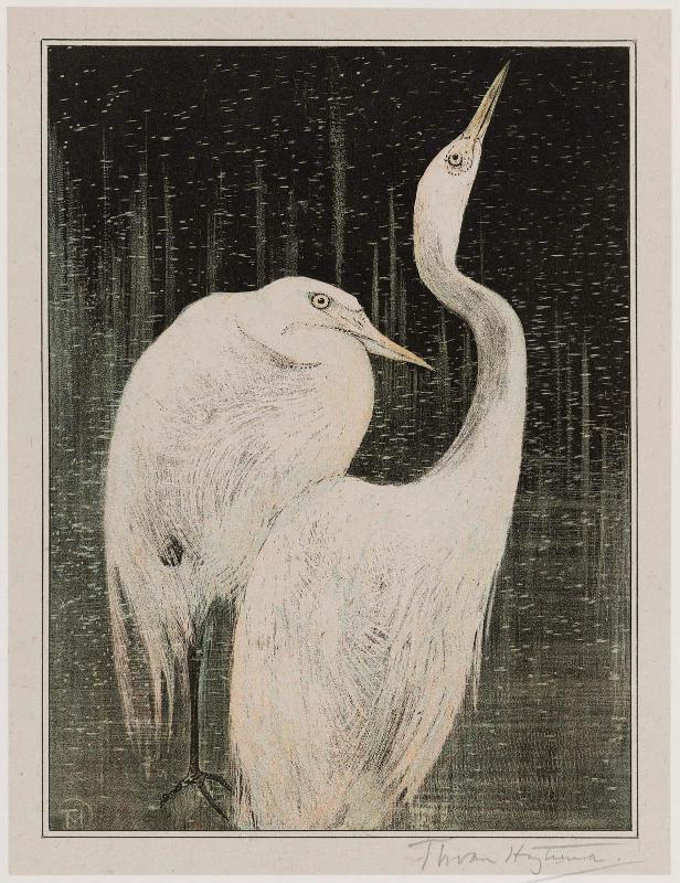 Silver Herons (1905 Calendar: April)