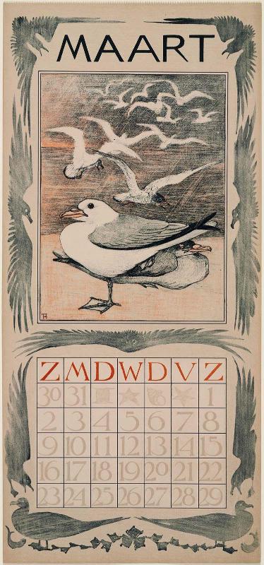 Gulls on the Shore (1902 Calendar: March)