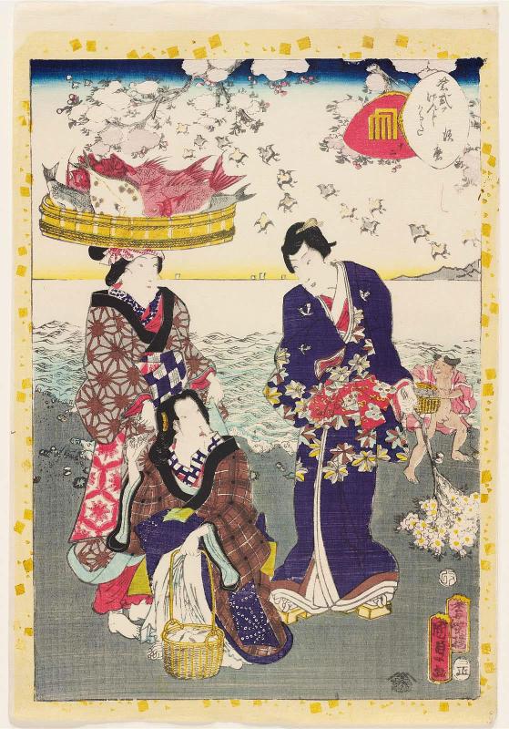 No. 12, Suma, from the series Lady Murasaki's Genji Cards (Murasaki Shikibu Genji karuta)