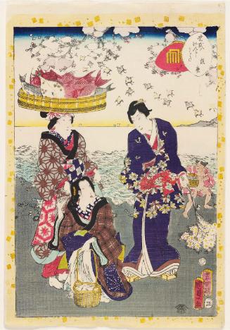No. 12, Suma, from the series Lady Murasaki's Genji Cards (Murasaki Shikibu Genji karuta)