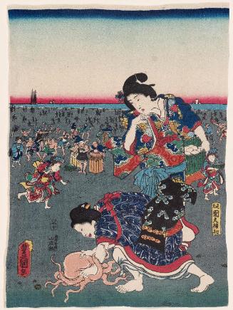 The Third Month (Yayoi), from the series Ashikaga Silk Hand-dyed in Purple: The Twelve Months (Ashikaga kinu tezome murasaki, Jûnikagetsu no uchi)
