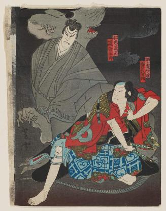 Actors JItsukawa Yaozô I as Matsugae Tekinosuke and Arashi Kichisaburô III as Nikki Naonori