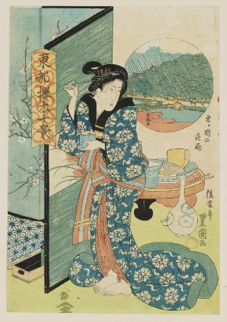 Night Rain at Shinobugaoka (Shinobugaoka no yau), from the series Ten Views of Cherry Trees in the Eastern Capital (Tôto sakuragi jikkei)
