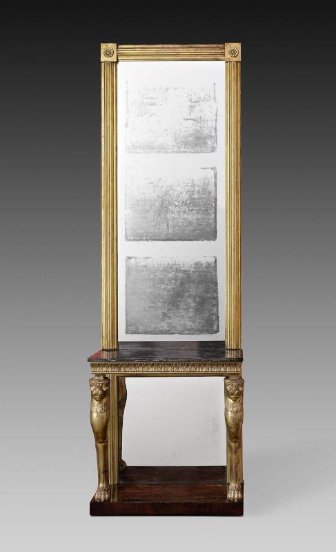 One of a pair of pier tables and mirrors