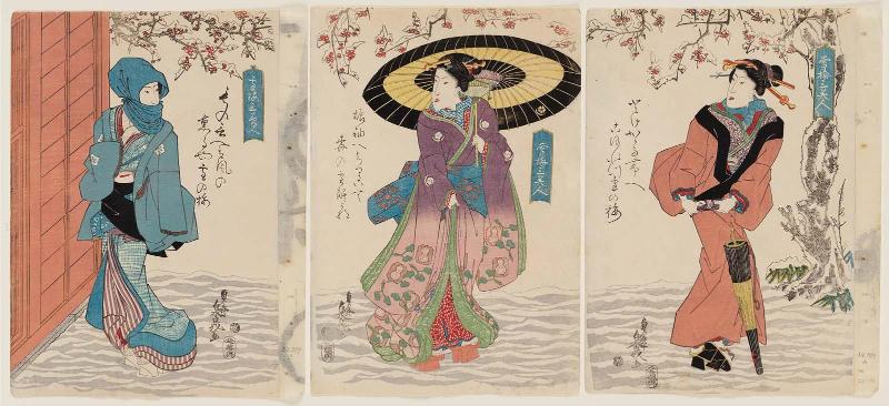 Three Beauties with Snow and Plum Blossoms (Setsubai san bijin)