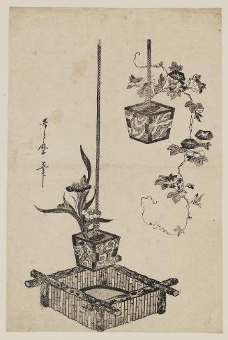 Hanging Flower Arrangements with Morning Glories and Iris