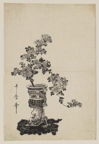 Flower Arrangement of Chrysanthemums in Dragon Vase