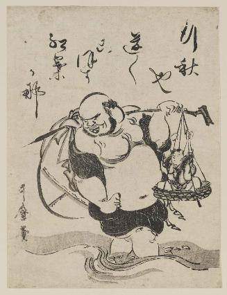 Hotei Carrying Child across Stream