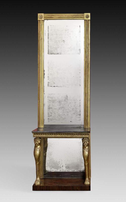 One of a pair of pier tables and mirrors