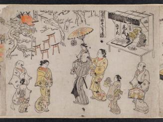 At Asakusa, Visiting the Inari Shrine on the First Horse Day of the Second Month (Asakusa no zu, nigatsu hatsu-uma Inari mairi no tei), from an untitled series of Customs of the Twelve Months