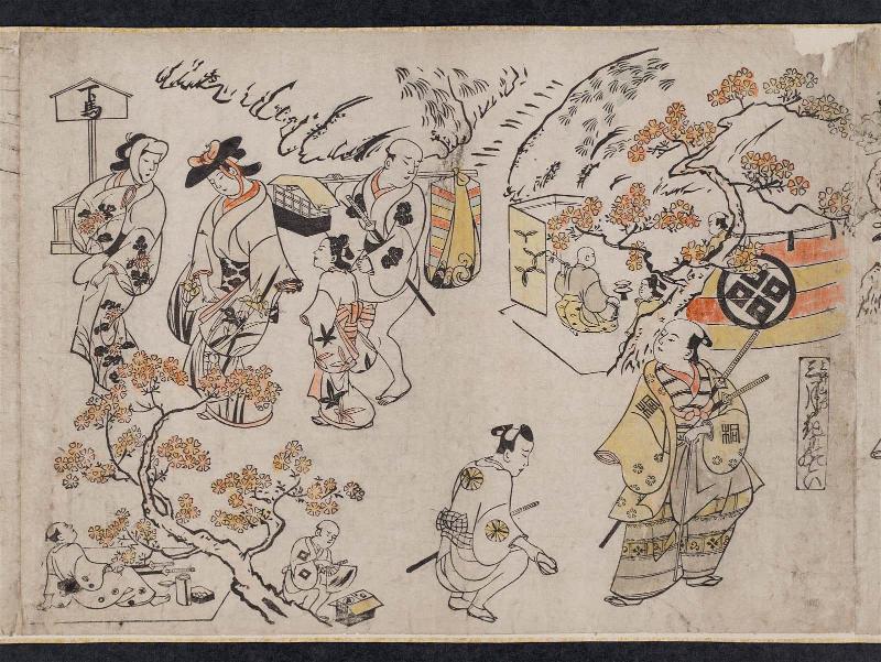 In the Hills of Ueno, Cherry-blossom Viewing in the Third Month (Ueno-yama no zu, sangatsu hanami no tei), from an untitled series of Customs of the Twelve Months