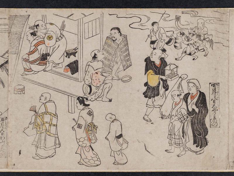 At the Ekô-in Temple, the Birthday of the Buddha on the Eighth Day of the Fourth Month (Ekô-in no zu, shigatsu yôka shakamairi no tei), from an untitled series of Customs of the Twelve Months