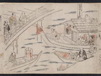 At Ryôgoku Bridge, Cooling Off on the Thirteenth Day of the Sixth Month (Ryôgoku-bashi no zu, Rokugatsu jûsan-nichi suzumi no tei), from an untitled series of Customs of the Twelve Monthsfrom an untitled series of Customs of the Twelve Months