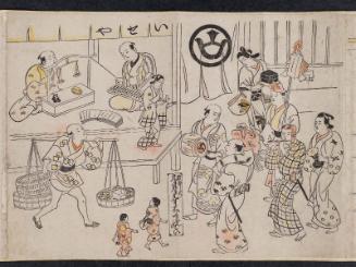 At Machinaka, Performance of Daikagura on the Ninth Day of the Ninth Month (Machinaka no zu, Kugatsu kokonoka daikagura no tei), from an untitled series of Customs of the Twelve Months