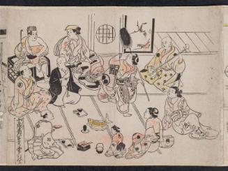 Townspeople at a Party for the Ebisu Festival in the Tenth Month (Chônin zu, Jûgatsu Ebisu-kô enkai no tei), from an untitled series of Customs of the Twelve Months