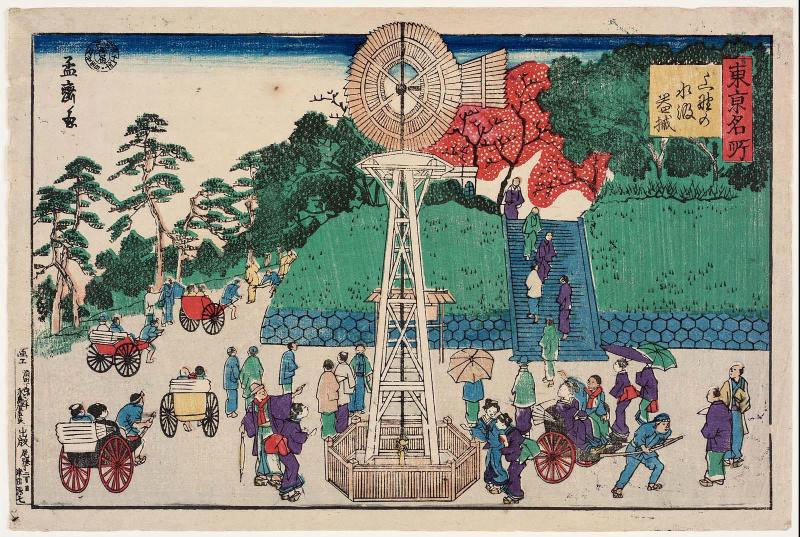 The Automated Well at Ueno (Ueno no mizukumi kikai), from the series Famous Places in Tokyo (Tôkyô meisho)