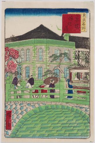 Brick Building at Kyôbashi (Kyôbashi renga-zukuri), from the series Famous Places of Tokyo (Tôkyô meisho)