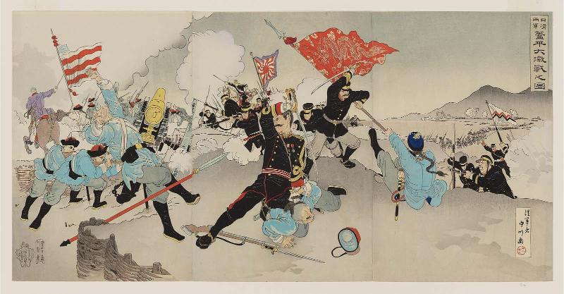 Chinese and Japanese Troops in a Great Battle at Gaiping (Nisshin ryôgun Gaihei daigekisen no zu)