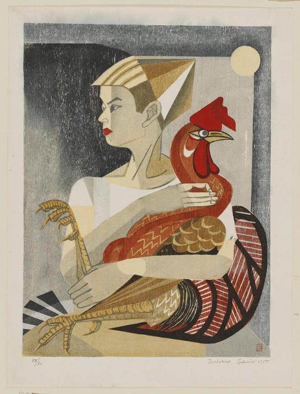 A Boy and His Rooster (Portrait of the Artist's Son, Junpei, Aged 12)