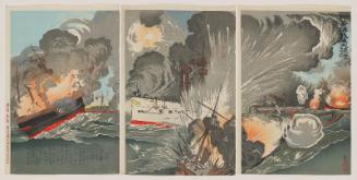 Great Victory of Our Forces at the Battle of the Yellow Sea--Second Illustration (Kôkai ni okeru wagagun no daishô, dai ni zu)