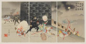 Our Second Army Occupying the Battery at Motianling (Waga dainigun Matenrei no hôdai senryô no zu)
