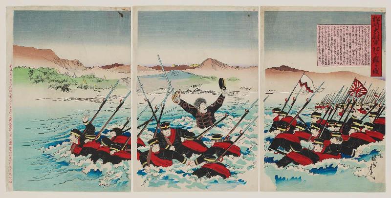 Captain Matsuzaki Rendering Distingushed Service (Matsuzaki taii gunkô o aeawasu zu)
