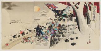 Our Second Army Occupying the Battery at Weihaiwei (Waga dainigun Ikaiei no hôdai senryô no zu)