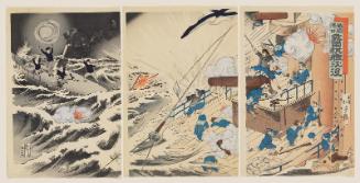 The Entrance of the Harbor at Port Arthur: A Sinking Russian Flagship (Ryojun kôkô Rokoku kikan chinbotsu)