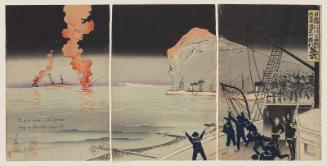Russo-Japanese Naval Battle at the Entrance of Incheon Harbor: Hurrah for the Great Victory of the Japanese Navy! (Nichiro Jinsenkô kaisen dai Nihon kaigundaishôri banzai)