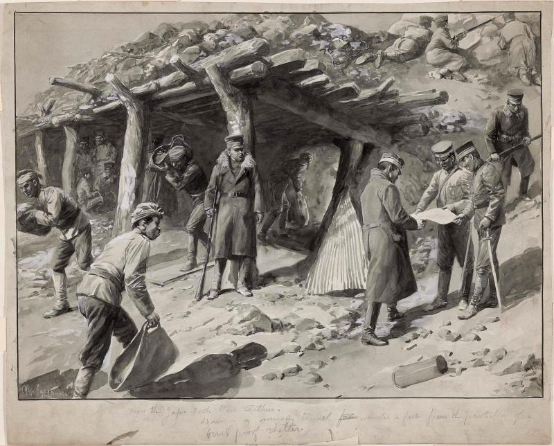How the Japanese Took Port Arthur, a drawing for Black & White Magazine