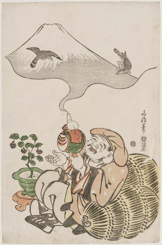Year of the Wood Rat (Kinoe ne); Daikoku, a Mouse, and the Three Lucky Dreams: Fuji, Falcon, Eggplant