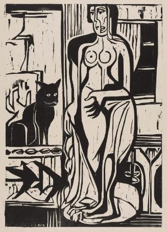 Nackte Frau mit Katze (Interior with Nude and Cat)