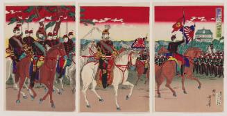 Illustration of a Military Review in Tokyo Attended by the Emperor (Tôkyô kanpeishiki gokô no zu)