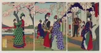 Illustration of Flowering Cherry Blossoms at Ueno Park (Ueno kôen kaika no zu)