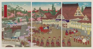 Famous Places in Tokyo: Imperial Departure from the Palace (Tôkyô meisho kôkyo goshutsumon no zu)