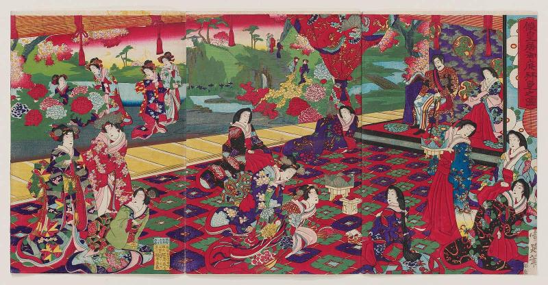 Imperial Viewing of the Garden of the Temporary Palace (Kari kôkyo oniwa haiken no zu)
