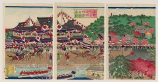 An Accurate Depiction of the Joint Venture Horse Racing Event at Ueno Park and Shinobazu Pond (Ueno Shinobazu ike kyôdô keibakai shinzu)