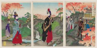 Relaxing amidst the Autumnal Foliage of a Garden (Yûen kôyô no zu)