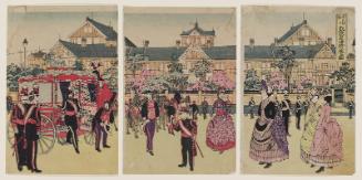 His Majesty the Commander-in-Chief Returns in Triumph to the Palace (Daigensui-heika gaisen kôkyo go-nyûjô no zu)