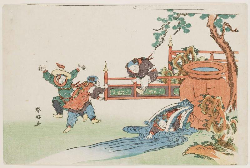 Young Sima Guang Saves Another Child from Drowning by Breaking a Water Jar