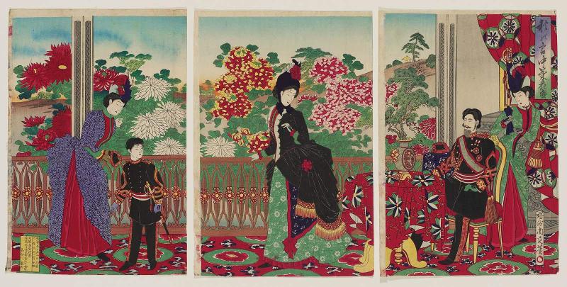 Chrysanthemums in Full Bloom at the Imperial Palace in Autumn (Aki no kyûchû kiku hanazakari)