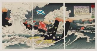 Russo-Japanese Naval Battle: The Great Battle Outside Port Arthur (Nichiro kaisen Ryojun kôgai dai gekisen no zu)