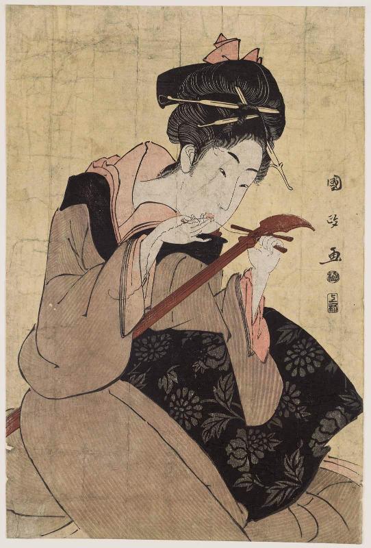 Woman Changing String of a Samisen