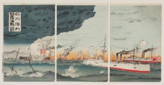 Illustration of Russo-Japanese Naval Battle Outside the Harbor of Inchon (Jinsen kôgai Nichiro kaisen no zu)