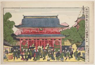 The Niô Gate at Kinryûzan Temple (Kinryûzan Niômon no zu), from the series Newly Published Perspective Prints (Shinpan uki-e)