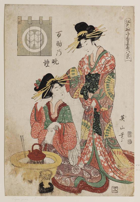 Evening Bell of Hyakusuke (Hyakusuke no banshô), from the series Sands of Edo: Eight Views of Incense Makers (Edo sunago kôguya hakkei)