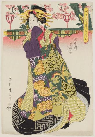 Komurasaki of the Tamaya, from the series A Fashionable Comparison of the Famous Flowers of the Pleasure Quarters (Fûryû seirô meika awase)