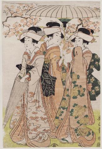 Fashionable Beauties Viewing Cherry Blossoms (Fûryû bijin hanami zu)