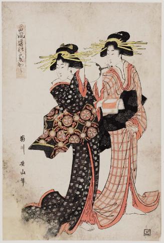 Two Women with a Fan, from the series Latest Fashions of Fukagawa (Tôfû michi no kakikara)