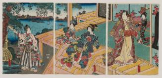 Actor Sawamura Sôjûrô III as Mitsuuji's Father on the Palace Veranda